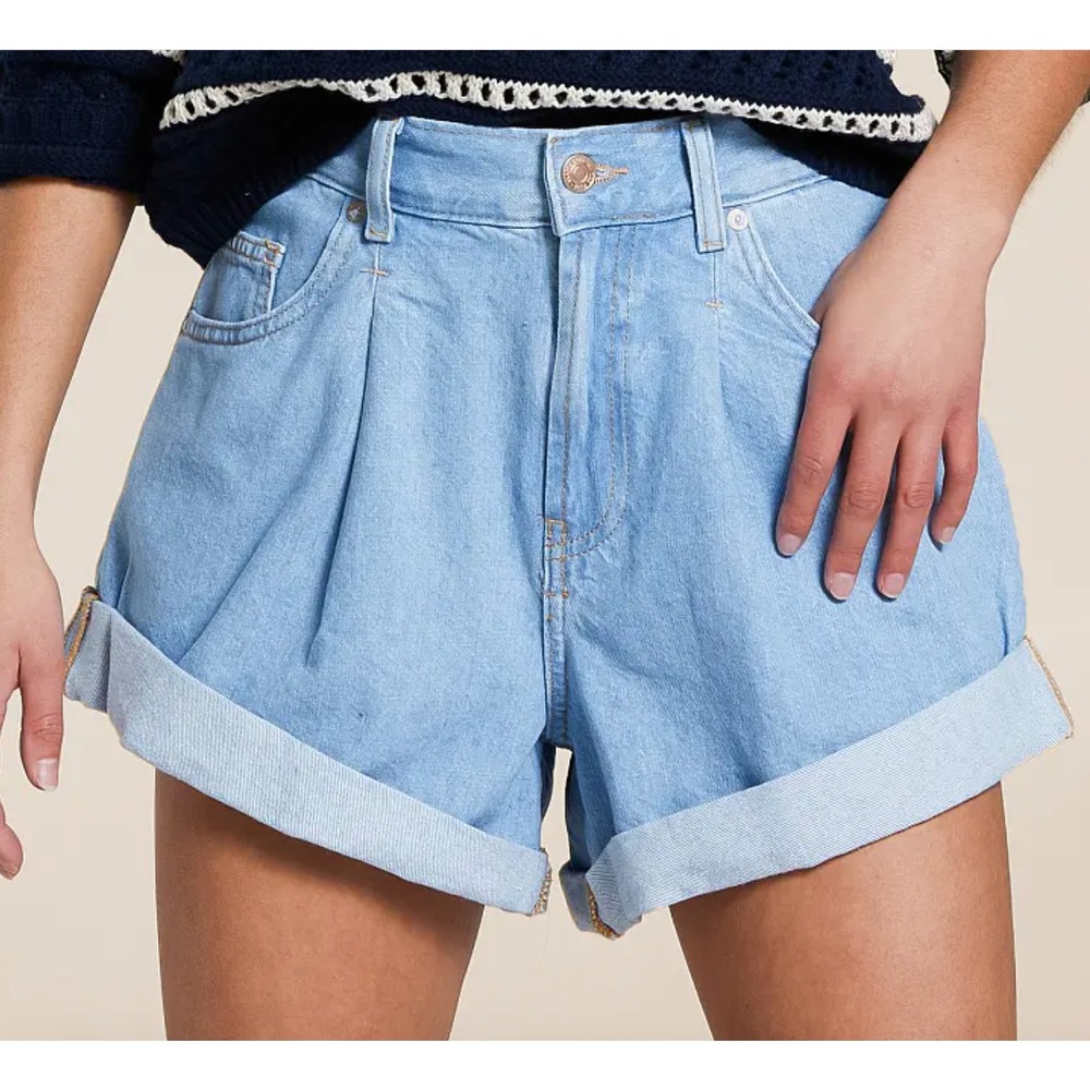 Free People Light Blue High Waist Women Shorts
